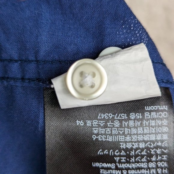 H & M* Men's Short Sleeve Button Down‎ Curved Hem Chest Pocket Shirt~ Size Large - Picture 10 of 12